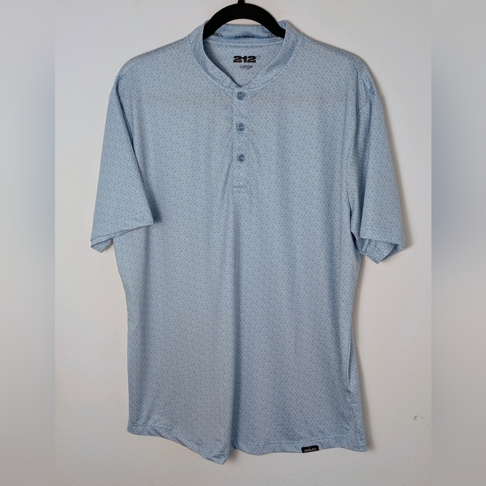 212° By Ambia Men's Short Sleeve Polo Shirt Size L Light Blue Golf Performance